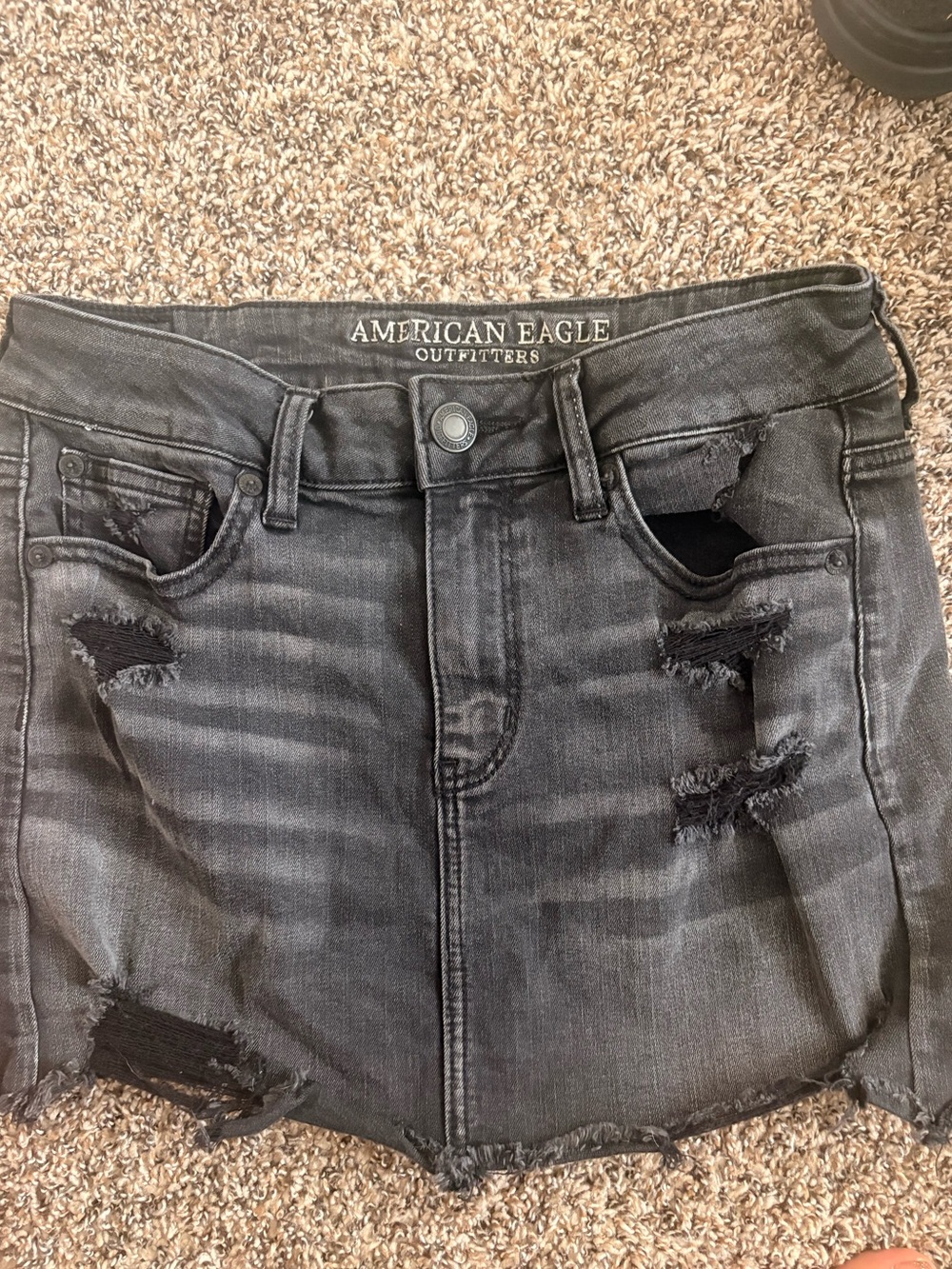 American Eagle Outfitters Black Distressed Denim Skort
